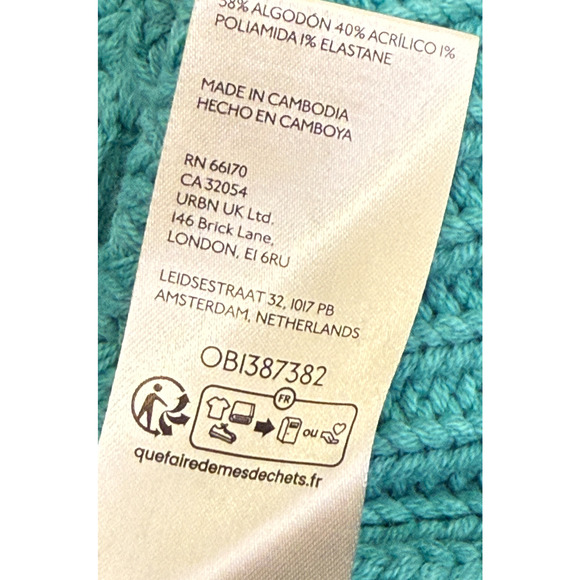 NEW FREE PEOPLE TURQUOISE SWIM TOO DEEP OVERSIZED CARDI CARDIGAN SWEATER SZ L - Picture 8 of 8